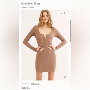 Free People Rosie Mini Dress Bodycon Ribbed Henley Style